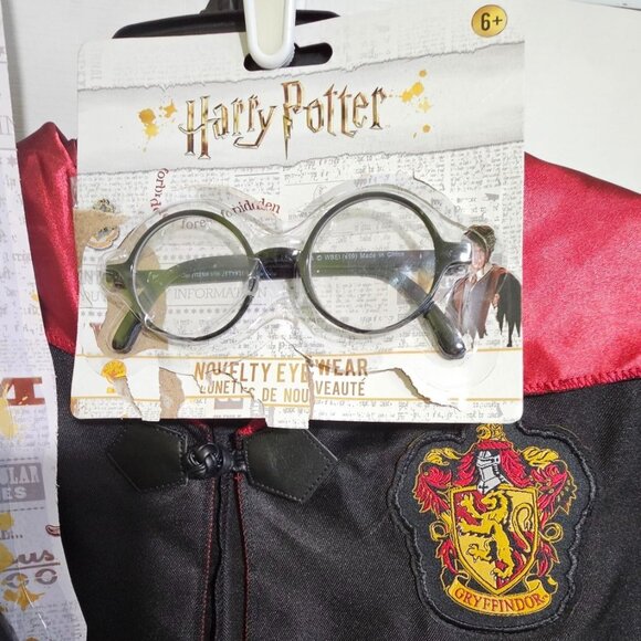 Harry Potter Gryffindor Costume Kids 10-12 Bundle Robe Wand Sorting Hat Glasses - Picture 3 of 7